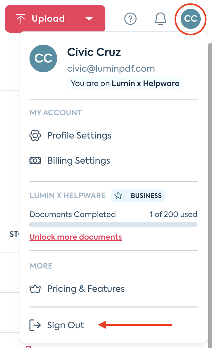 How to log out of your Lumin account